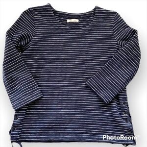 MADEWELL Striped blue white Lace up side boxy blue white top size XXS